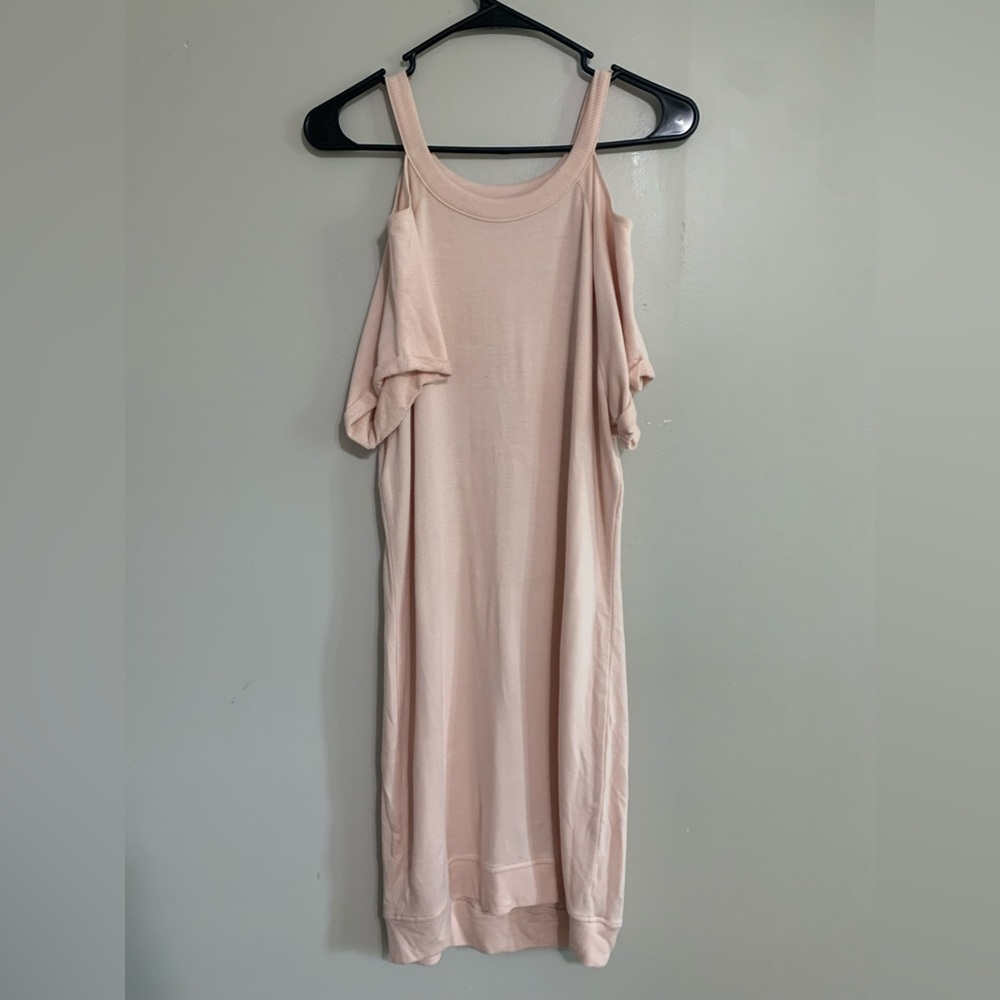 Athleta Women Pink Shala Cold Shoulder Dress Size S Short Sleeve Stretch Outdoor
